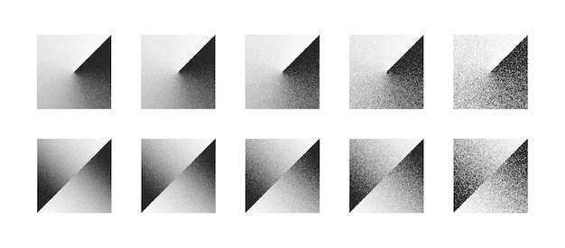 Gradiente no sentido horário e conjunto de vetor de forma abstrata quadrado deslocado isolado em branco
