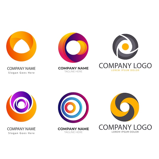 gradiente o conjunto de logotipos coleção de modelos de logos