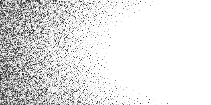 Vetor gradiente oval ruído fundo de textura de grão com pontos dotwork gradiente padrão de meio tom pointillism