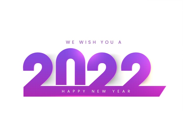 Gradiente roxo 2022 número com efeito de meio-tom sobre fundo branco para o conceito de feliz ano novo.