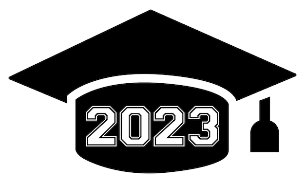 Vetor graduação svg, graduação cap svg, graduação 2023 svg modelo de design de arquivo de corte preto e branco,