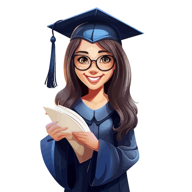 Vetor graduate_student_in_cartoon_style_vector