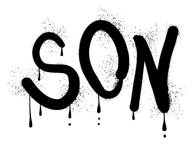Vetor graffiti a palavra filho com tinta a spray preta