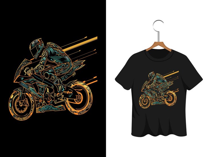 Vetor graffiti abstrato ilustração de motocicleta modelo de obra de arte de design de camiseta