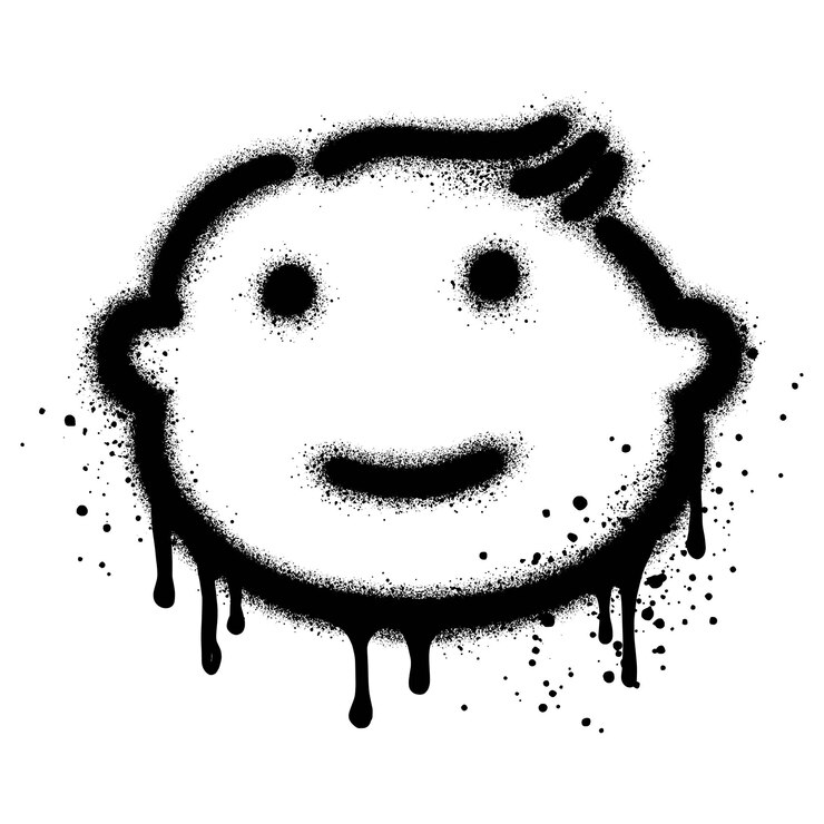 Vetor graffiti de rosto de bebê com ilustração vetorial de tinta a spray preta
