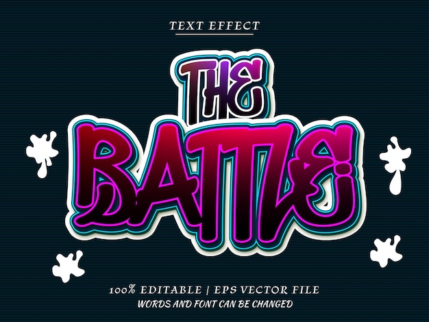 Graffiti the battle 3d editbale efeito de texto estilo graffiti