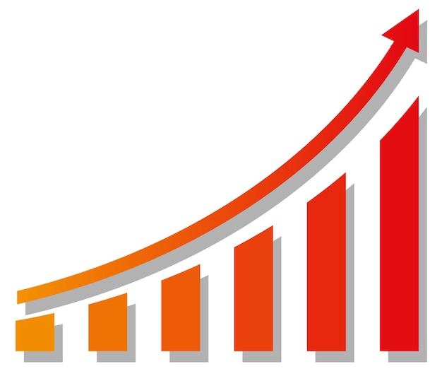 Gráfico com relatório de aumento. Diagrama com aumento e ganho de progresso. Ilustração vetorial