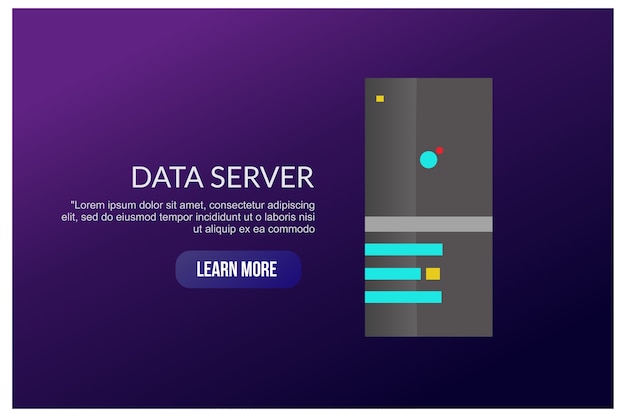 Vetor gráfico da página de aterrissagem do servidor - data center - sala do servidor