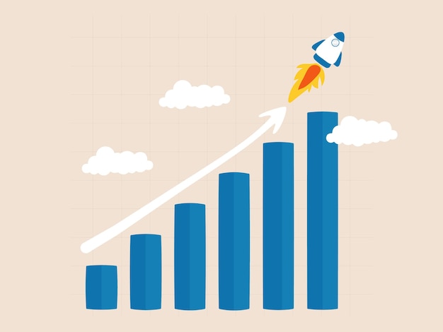 Gráfico de ascensão rápida crescimento rápido e ambição para o pináculo do sucesso empresarial