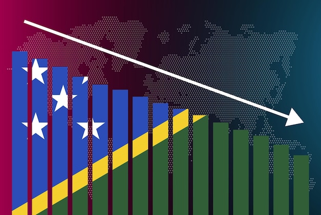Vetor gráfico de barras das ilhas salomão, diminuindo a crise de valores e rebaixando o gráfico de falha do banner de notícias