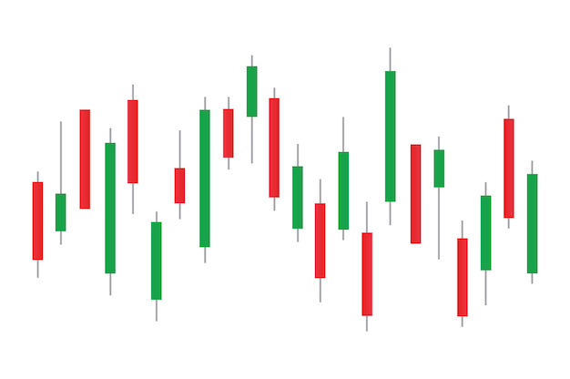 Vetor gráfico de barras do mercado de ações gráfico de velas ilustração vetorial de dados de comércio financeiro