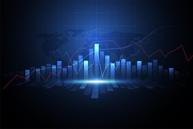 Vetor gráfico de candlestick de negócios de negociação de investimentos no mercado de ações