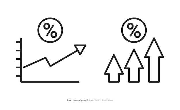 Gráfico de crescimento percentual de empréstimos ilustração de design vetorial de ícone