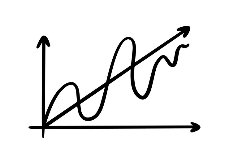 Vetor gráfico de curva gráfico ascensão diagrama de negócios doodle coloração linear de desenho animado