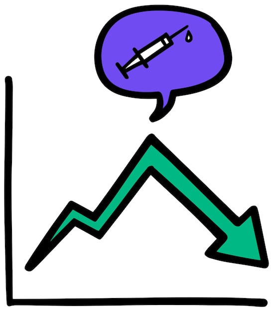 Vetor gráfico de dados de vacinação desenhado à mão ícone ilustração vetorial de cor