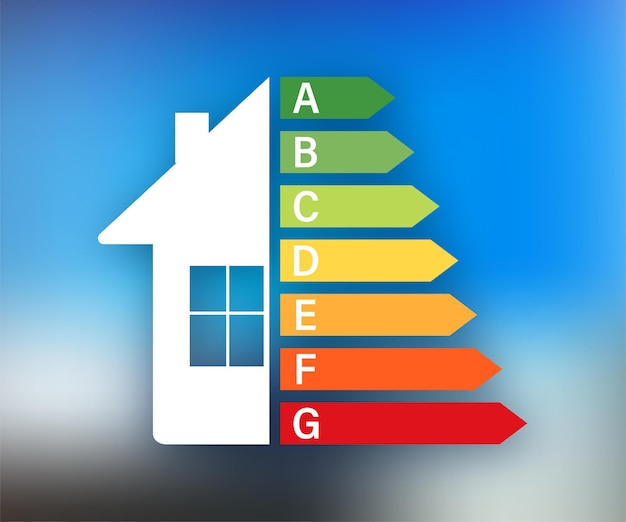 Gráfico de eficiência energética e conceito de casa ícone para casa vetor energia solar casa verde