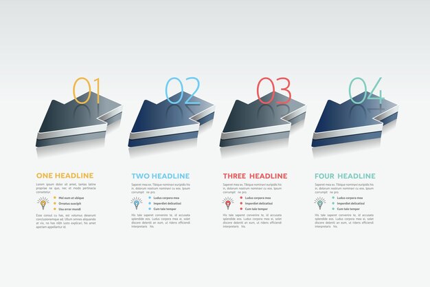 Gráfico de elemento de diagrama de 4 etapas infográfico de setas