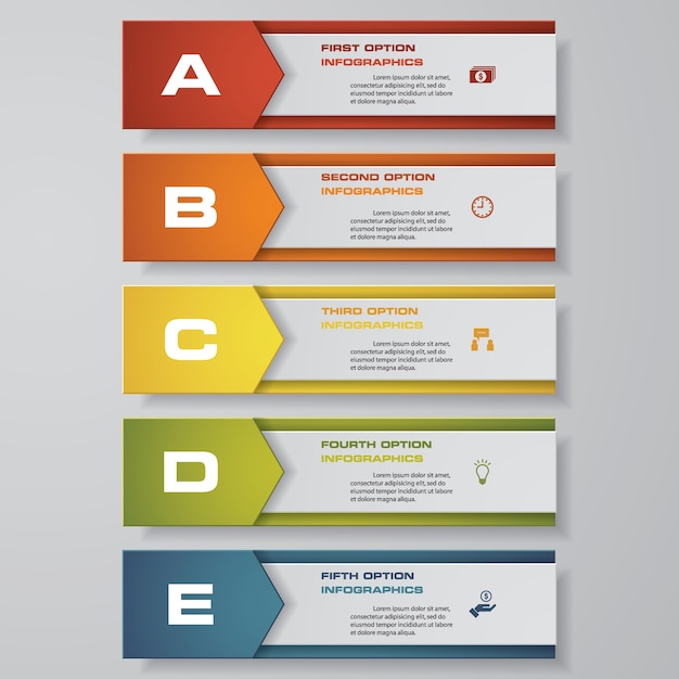 Gráfico de elemento de infográficos de 5 passos para apresentação.