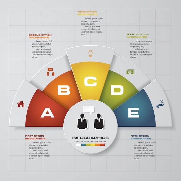 Gráfico de elemento de infográficos de 5 passos.