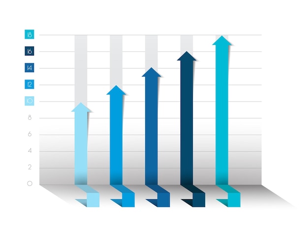 Vetor gráfico de gráfico 3d elementos de negócios de infográficos de cor azul