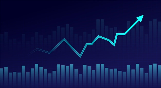 Gráfico de gráfico de bastão de vela de negócios de negociação de investimentos no mercado de ações em fundo azul ponto de alta tendência do gráfico eps10 ilustração em vetor