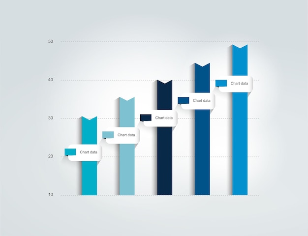 Vetor gráfico de gráfico plano azul elementos de infográficos editáveis de cor simples