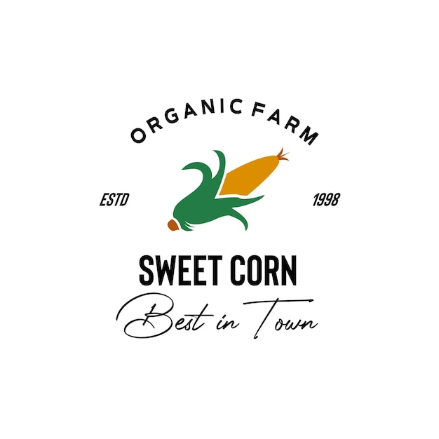 Gráfico de ilustração vetorial do logotipo vintage de milho doce bom para produtos de frutas orgânicas frescas