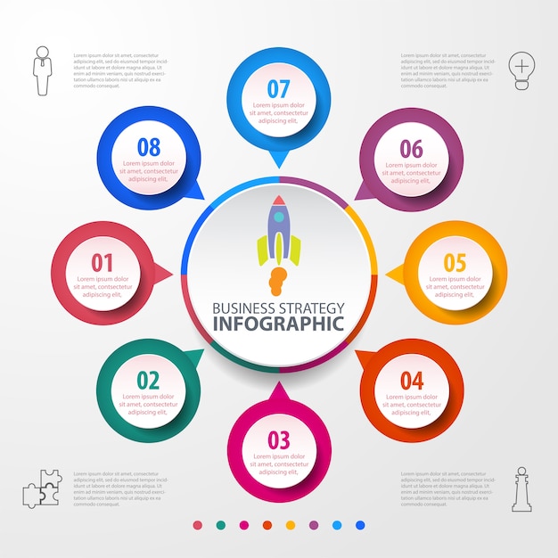 Gráfico de infográficos de negócios de cor para apresentação