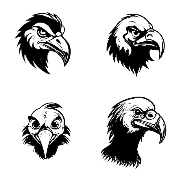 Gráfico de logotipo simples de desenho animado de abutre uma ilustração vetorial preta em fundo branco Para aplicativos logotipos sites símbolo UI UX gráficos e web design EPS 10