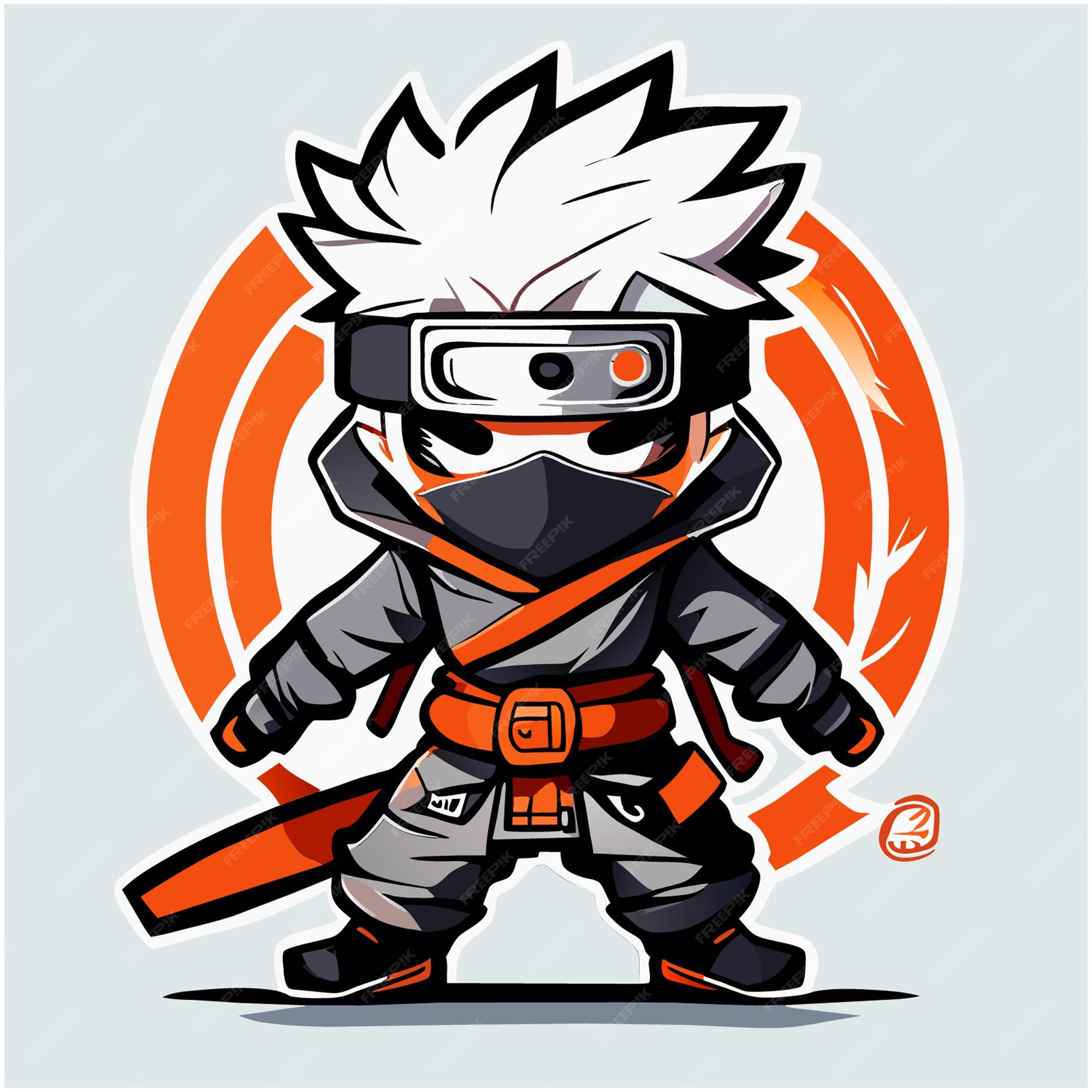 Gráfico de mascote ninja de corpo inteiro para web design