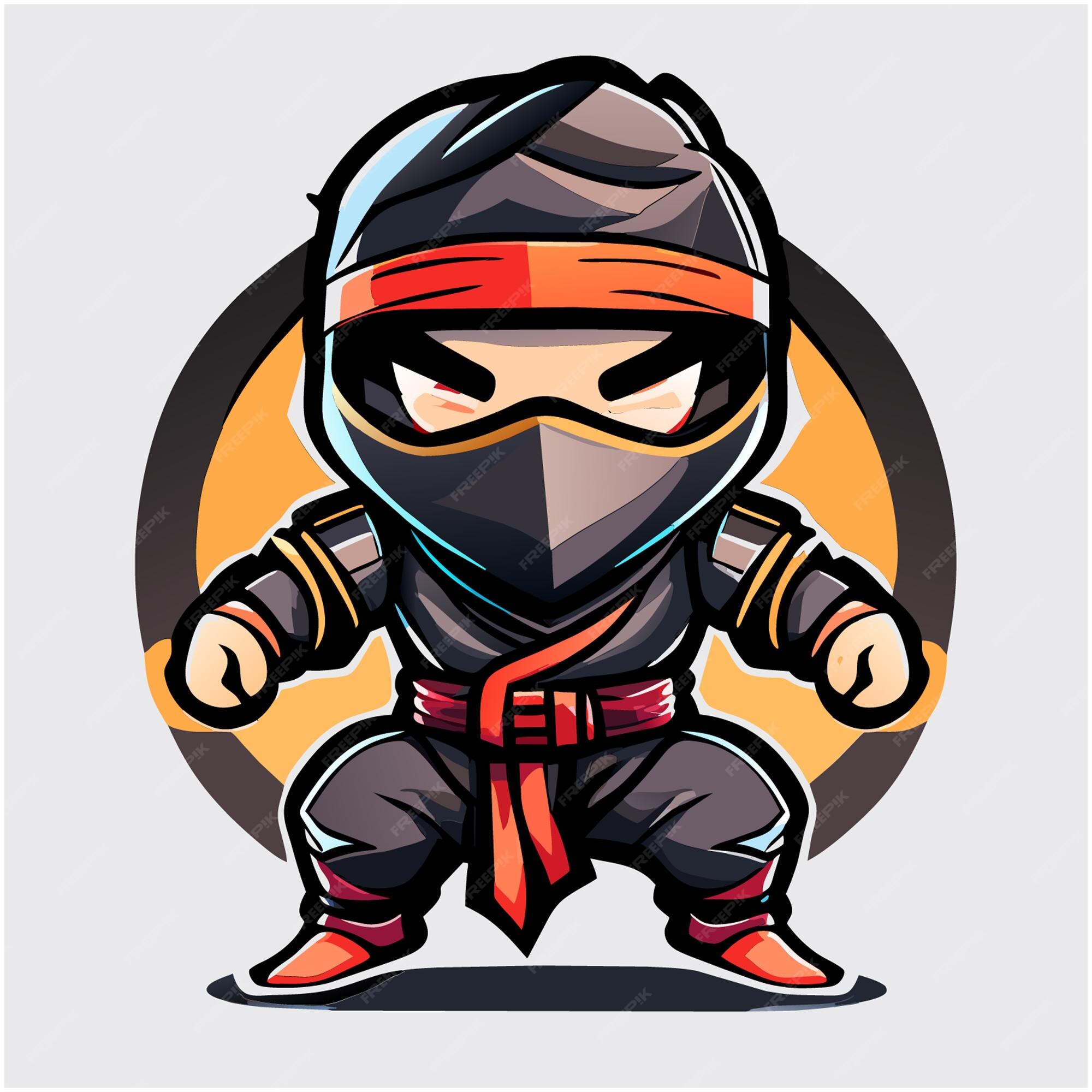 Gráfico de mascote ninja de corpo inteiro para web design