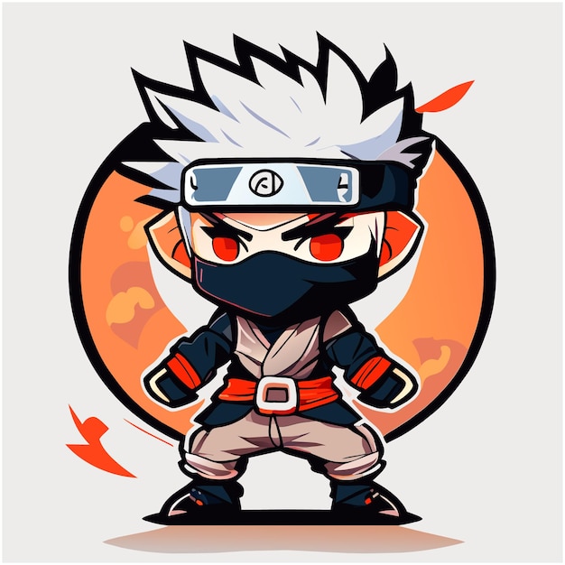 Gráfico de mascote ninja de corpo inteiro para web design