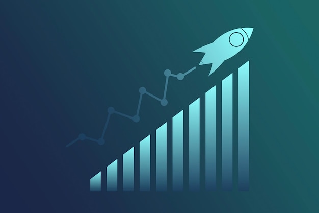 Gráfico de negócios com ilustração em vetor de conceito de sucesso de crescimento financeiro de negócios