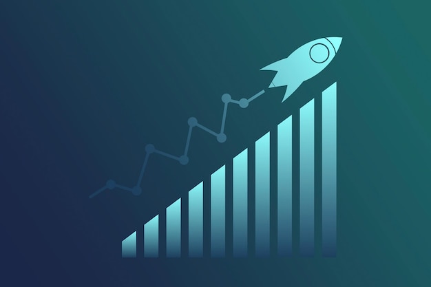 Vetor gráfico de negócios com ilustração em vetor de conceito de sucesso de crescimento financeiro de negócios