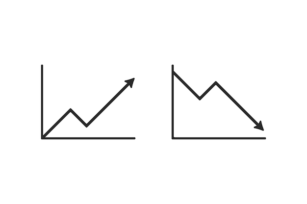 Gráfico de negócios subindo e descendo bullish e bearish ou conceito de lucro e perda