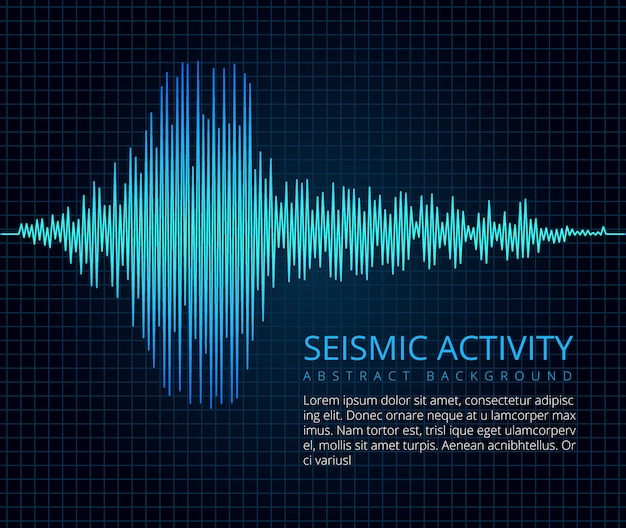 Gráfico de ondas de frequência de terremotos, atividade sísmica.