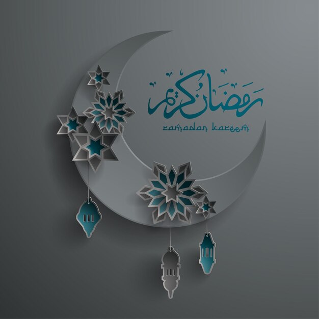 Gráfico de papel da decoração islâmica da lua crescente islâmica Ramadan Kareem