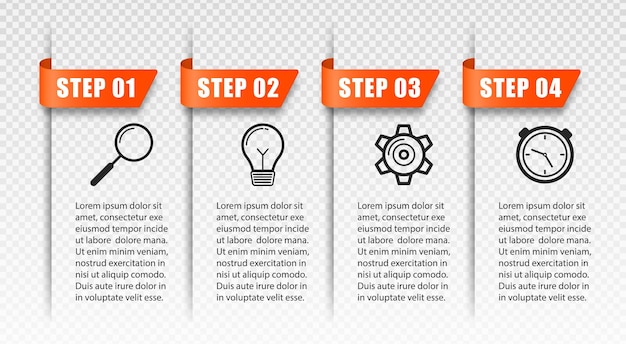 Gráfico de processo de infográficos de negócios conceito criativo para relatório com opções de 4 etapas