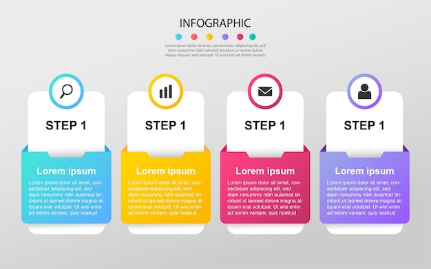 Gráfico de processos de visualização de dados de negócios modernos Elementos abstratos do infográfico de diagrama de gráfico
