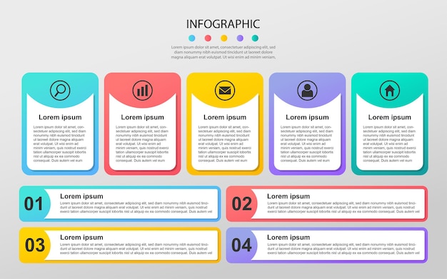 Vetor gráfico de processos de visualização de dados de negócios modernos elementos abstratos do infográfico de diagrama de gráfico