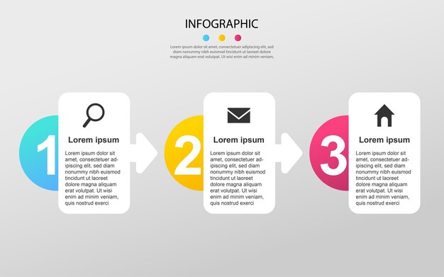 Gráfico de processos de visualização de dados de negócios modernos Elementos abstratos do infográfico de diagrama de gráfico