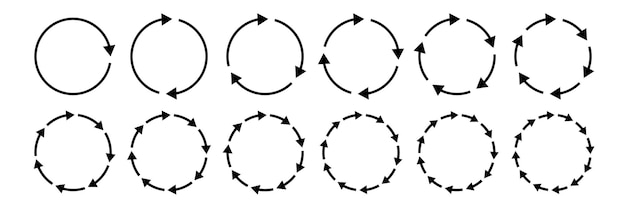 Vetor gráfico de seta do círculo elemento infográfico circular do ícone do ciclo símbolo de carregamento de sincronização de loop de etapa redonda opção de progresso dinâmico sinais de vetor de curso editáveis