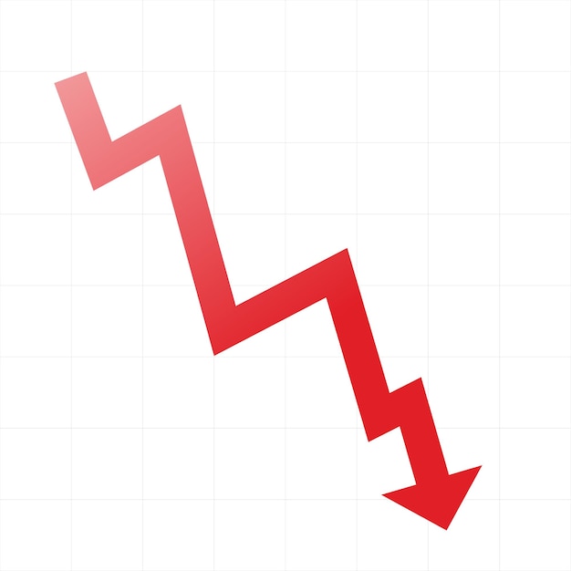 gráfico de seta vermelha grande indo para baixo perda de negócios