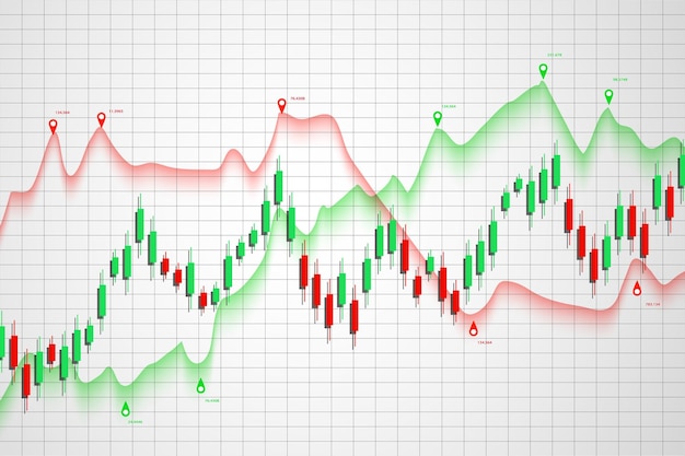 Gráfico do mercado de ações ou gráfico de negociação forex para relatórios de negócios e conceitos financeiros e investimento em fundo cinza ilustração vetorial