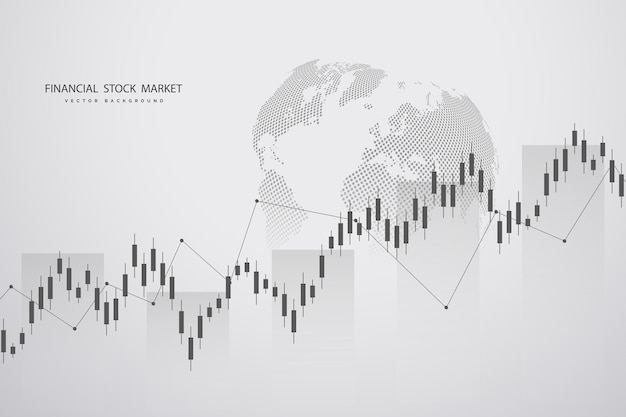 Vetor gráfico do mercado de ações ou gráfico de negociação forex para relatórios de negócios e conceitos financeiros e investimento em fundo cinza ilustração vetorial