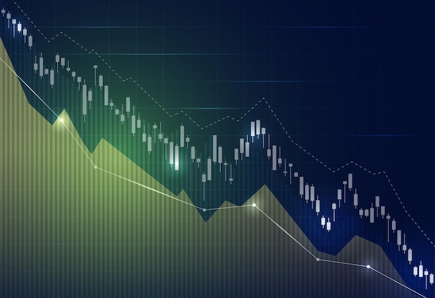 Gráfico do mercado financeiro de ações na negociação de investimentos no mercado de ações, ponto de alta, ponto de baixa. tendência de gráfico para ideia de negócio e todo o design de obra de arte. ilustração vetorial.