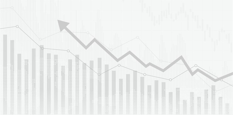 Vetor gráfico do mercado financeiro de ações sobre negociação de investimentos no mercado de ações ponto de alta ponto de baixa