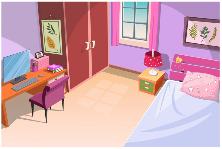Vetor gráfico do quarto dos desenhos animados.