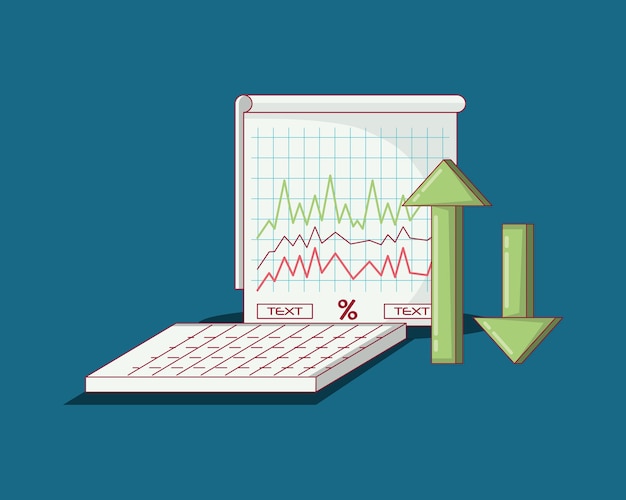 Gráfico gráfico e setas financeiras