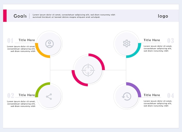 Vetor gráfico infográfico com modelo de slide de quatro partes